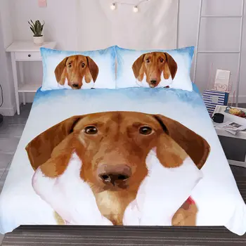 

Knead Face Dachshund Dog Pattern High Quality Home Textile Quilt Cover with 2 Pillowcase 3D Printing Bedding 3 Pcs Set and Sheet