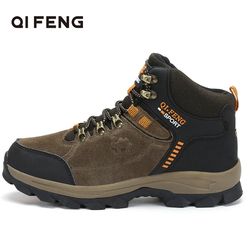 Botines de cuero genuino para deportes al aire libre, piel de becerro de Botas de senderismo, calzado de escalada de montaña para hombre, gran de senderismo| - AliExpress