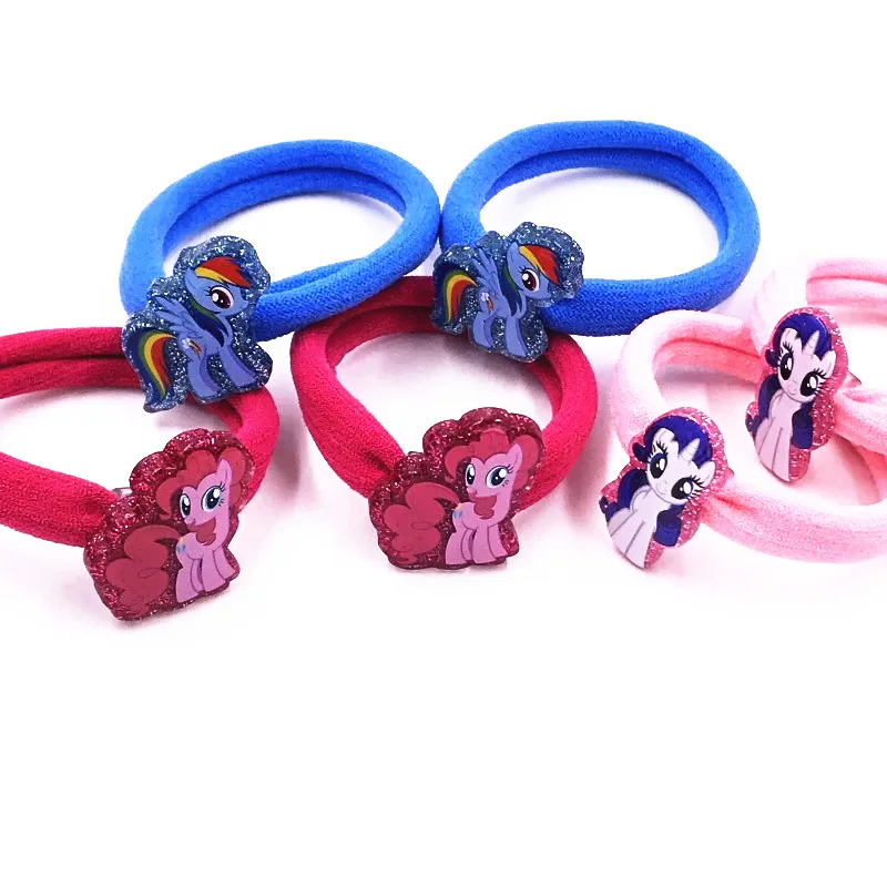 6 шт.,, разноцветные эластичные резинки для волос My Little Poni, единорог, одежда для головы, блестящая лошадь, Нейлоновые Резиновые веревки, вечерние, подарки для девочек - Цвет: Бежевый