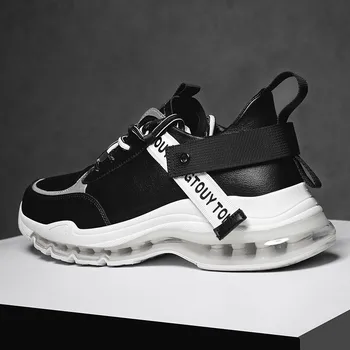 

New Air Cushion Running Shoes Men Women Breathable Leather Sneakers Men Outdoor Waterproof Sport Shoes Women Platform Sneakers