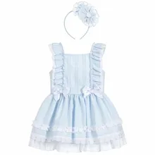 Летние светло-голубые платья для девочек; праздничное платье принцессы для маленьких девочек