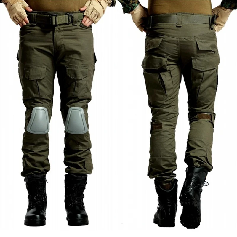 Men Gen2 Combat Pants Tactical Pants With Knee Pads Cargo Pants Green Camo Battlefield Training Airsoft Hunting Trousers