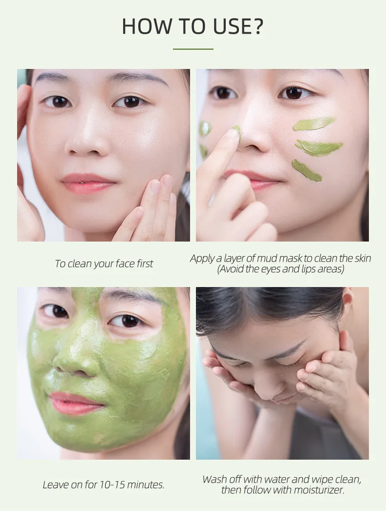 LAIKOU 85g Tea Green Face Mask Deep Clean oil control hydration Whitening Moisturizing Exfoliate shrink pores 2