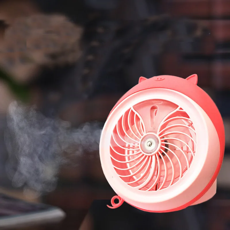 

USB Charging Multi-Angle Cute Pet Spray Fan Office Desk Surface Panel Humidification Regulation Small Fan Cartoon Fan