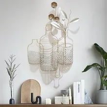 Креативные кованные железные цветы и ваза в скандинавском стиле, украшение на стену, 3D стерео, для крыльца, настенный Декор для дома, для гостиной, R3803