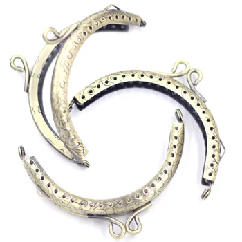 

10Pcs Metal Bronze Tone Arch Frame Kiss Clasp Lock Handle Pattern Bag Parts Accessories 8.5x5.8cm