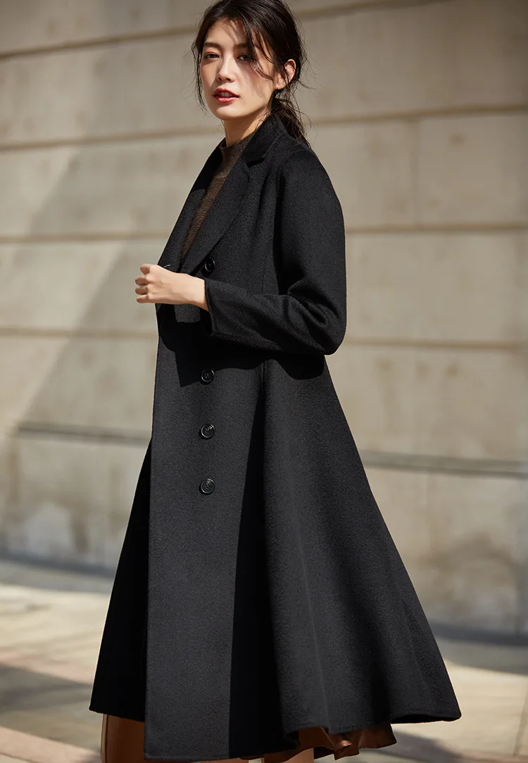 Осенний и зимний двусторонний теплый водная рябь на талии большой маятник Тонкий темперамент волос шерстяное пальто для женщин