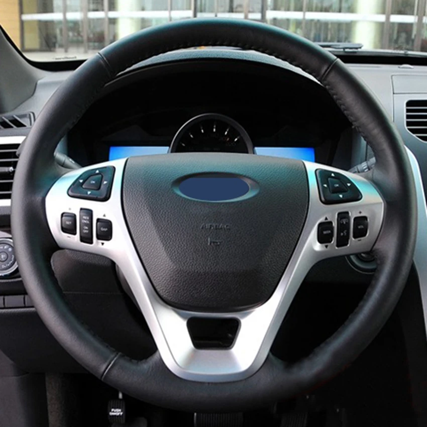 Черный чехол для рулевого колеса автомобиля из искусственной кожи для Ford EDGE EXPLORER 2011-2013