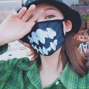 

5PCS Hip-hop Style Non-mainstream Masks Personalized Creative Black Mask Dustproof Warm Reusable Face Mask Party decoration