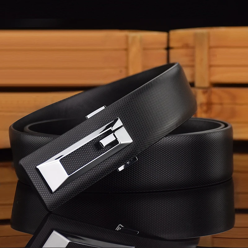 High Quality K letter belts men slide buckle 3.3cm wide black genuine  leather Waist Strap fashion young boys masculinos Cowskin - AliExpress