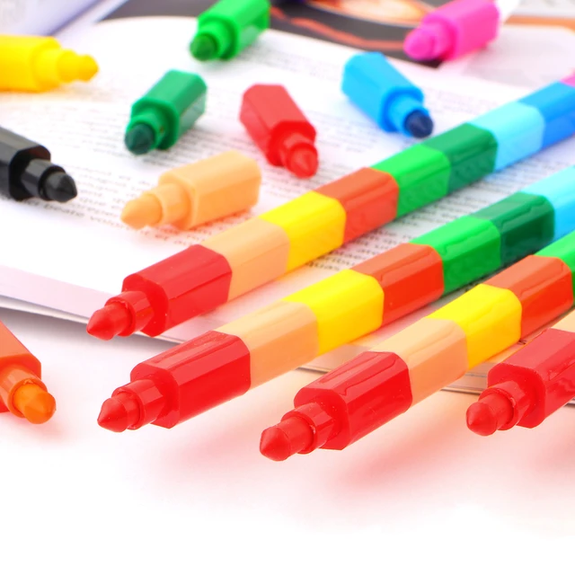 6Pcs 12colors DIY Replaceable Crayons Oil Pastel Creative Colored Pencil  Graffiti Pen For Kids Painting Drawing