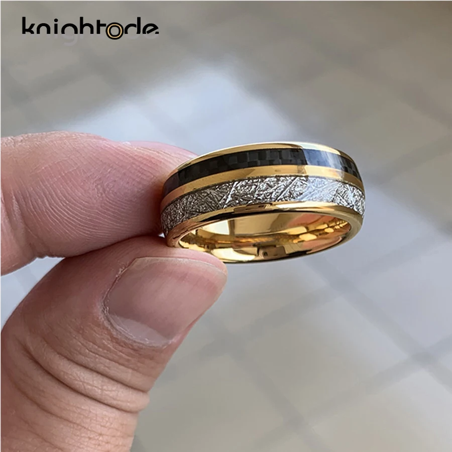 8 мм мужской золотой вольфрам карбид Обручальное кольцо Белый