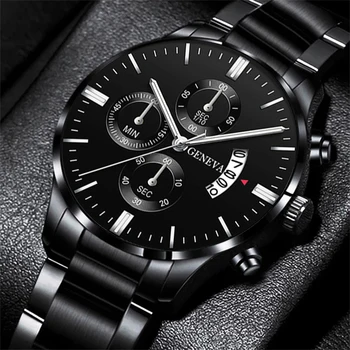 Fashion Mens Sports Watches Luxury Men Stainless Steel Quartz Wrist Watch for Man Business Casual Leather Watch 1