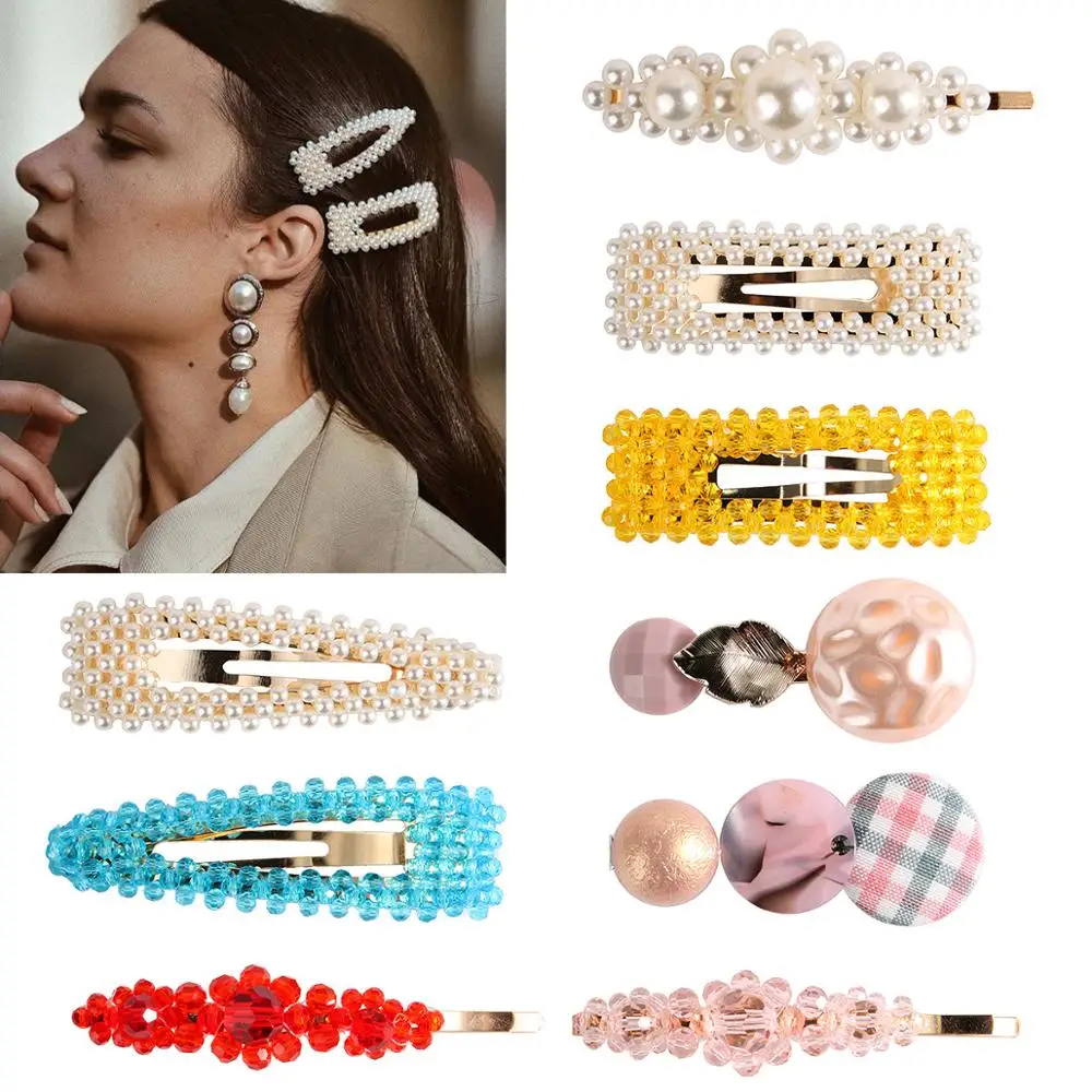 

1PC Solid Pearl Hair Clips for Women Hair Barrette Fashion Hairpins Snap Barrettes Trendy Handmade Hair Styling Accessories