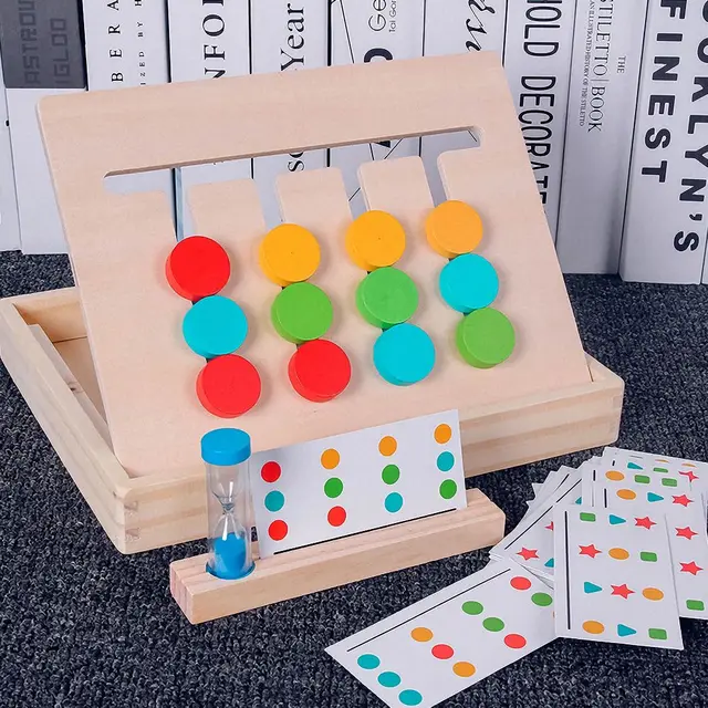 Children Wooden Games Puzzle Teaching Aids Montessori Early Educational Shape Color Matching Toy Logical Thinking Training Toy 2