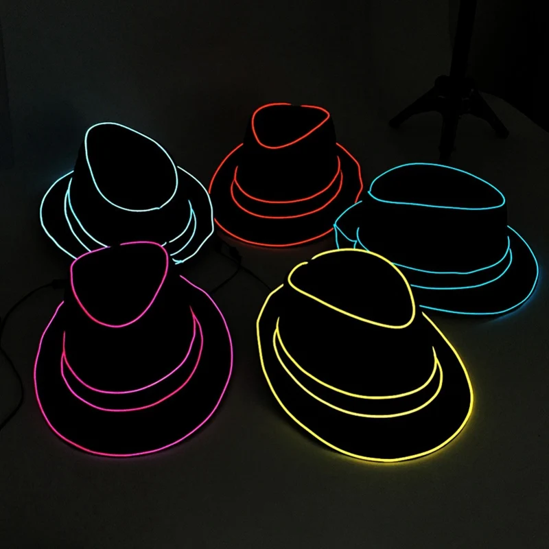 

Party Light Up Top Hat EL Wire Bright LED Blinking Glowing Jazz Cap Party Hat For Party Concert Stage Show Costume