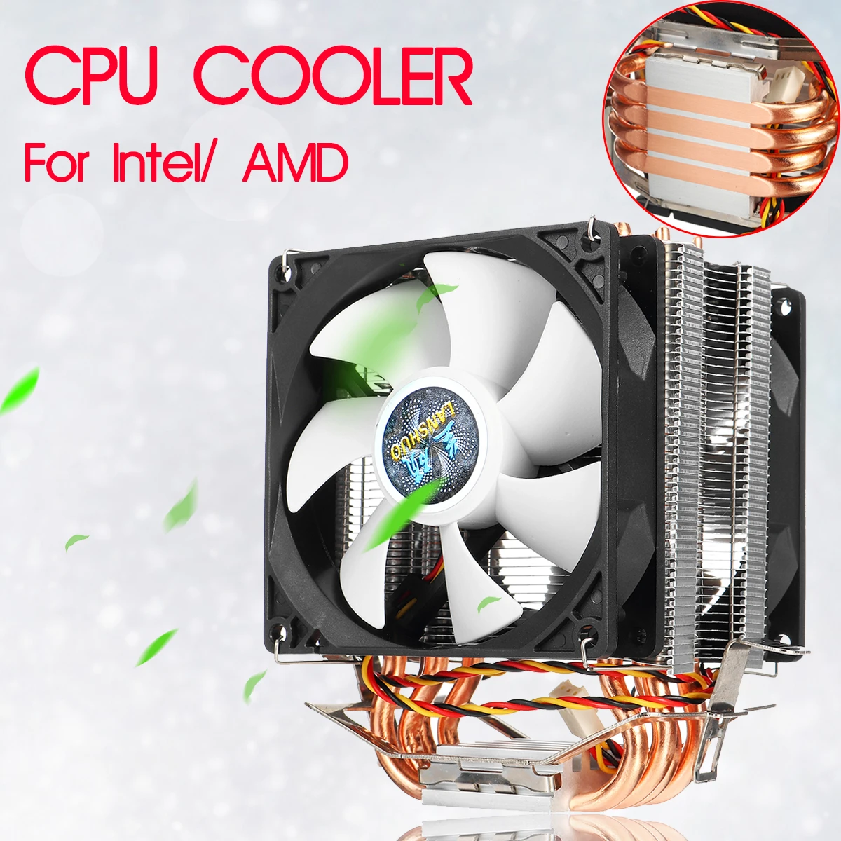CPU Cooler Copper Heatpipe 90x90x25mm Fan Radiator for Intel LGA 775/1366 CPU Cooler Copper Heatpipe 90x90x25mm Fan Radiator for Intel LGA 775/1366