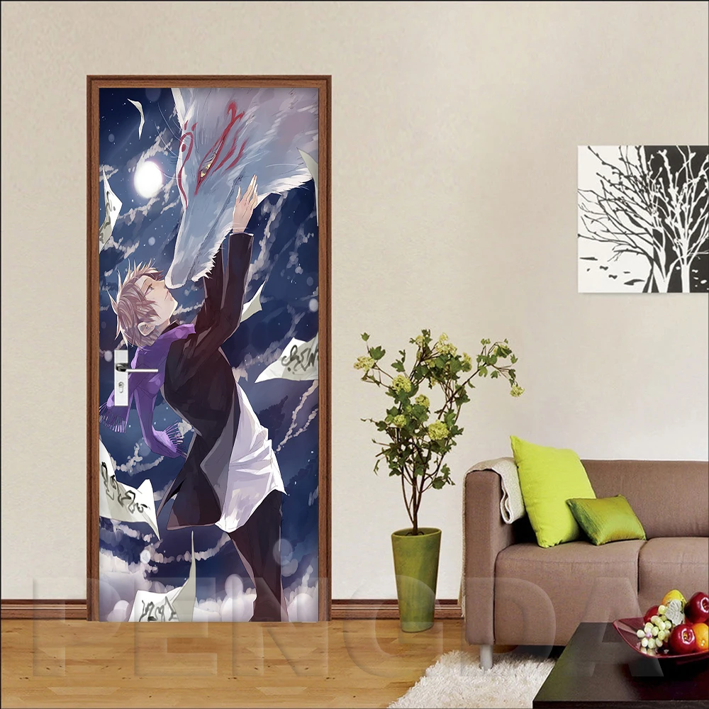 Декоративные наклейки для дома ПВХ водонепроницаемые 2 шт. Natsume's Book of Friends Art 3D печатная наклейка самоклеющаяся Diy Бумага аниме дверь стикер