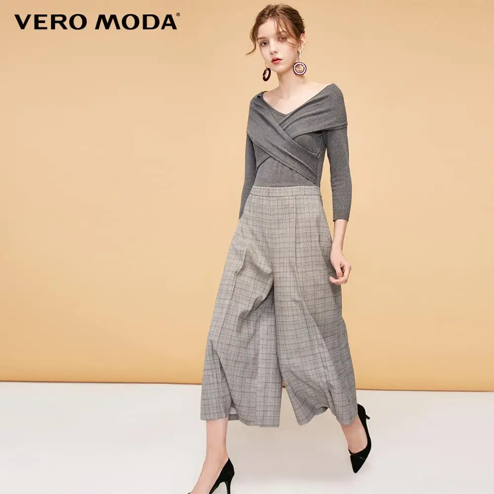 Vero Moda женский OL стиль кружева v-образным вырезом 3/4 рукавом Комбинезон | 31919X501 - Цвет: E90 Granit mel.