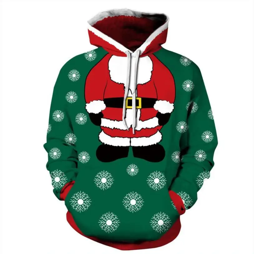 Men Women Autumn Winter Plus Size 3D Ugly Christmas Sweater Long Sleeve Hoodie Sweatshirt Pullover Sweaters Jumpers Tops - Color: QYDM266