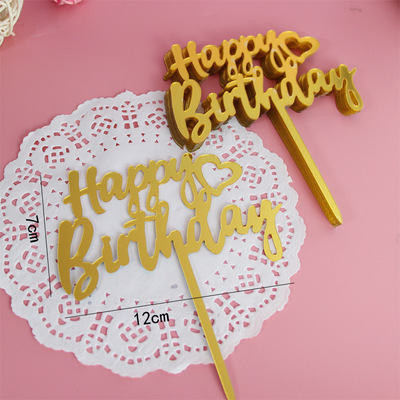 Cake Decorations Topper Acrylic Happy Birthday Cake Topper Sign Boy&Girls Birthday Cakes Dessert Decor Cakes Decor Supplie