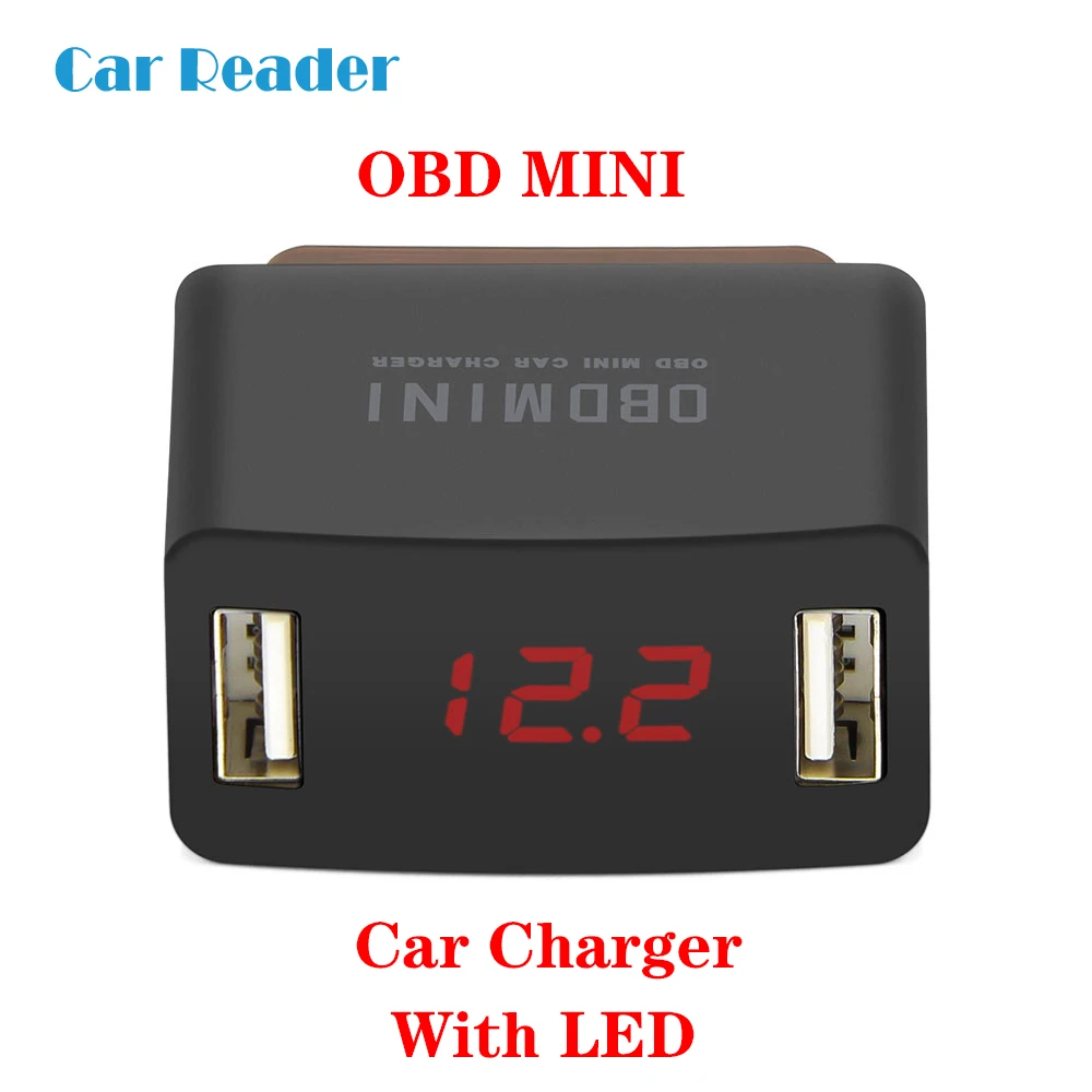 OBD2 светодиодный цифровой дисплей батарея низкого напряжения Защита OBD OBD2 Мини Автомобильное зарядное устройство OBD для 12 В/24 В Автомобильное двойное отверстие автомобильное зарядное устройство