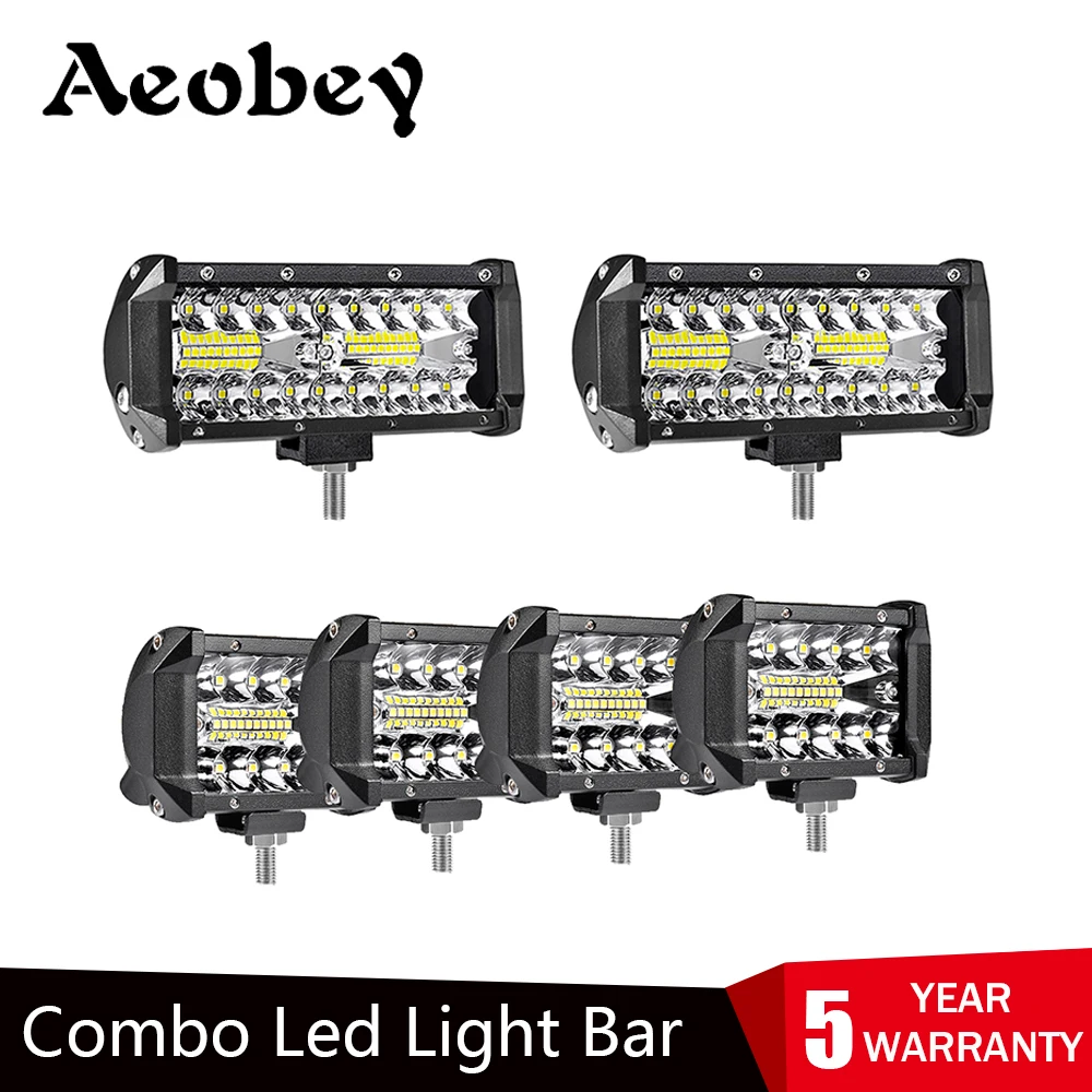 Светодиодный рабочий светильник Aeobey 4x4 дюйма 60 Вт 2x7 дюймов 120 Светодиодная панель