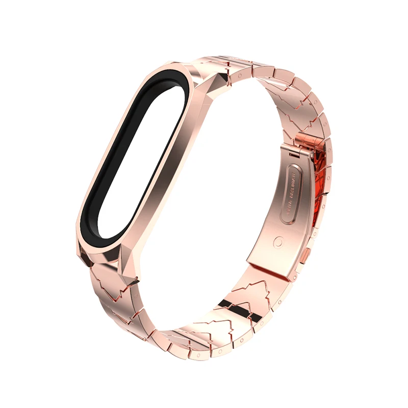 Rose Gold Mi jobs mi band 4 металлический браслет из нержавеющей стали без винтов для Xiaomi mi Band 4/3 ремешок mi Band 3 ремешок на запястье умный ремешок - Цвет: Rose Gold