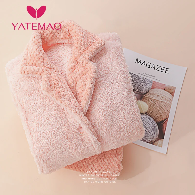 YATEMAO/утолщенная пижама с длинными рукавами для кормления; фланелевая одежда для сна; Одежда для беременных и кормящих беременных; одежда для отдыха