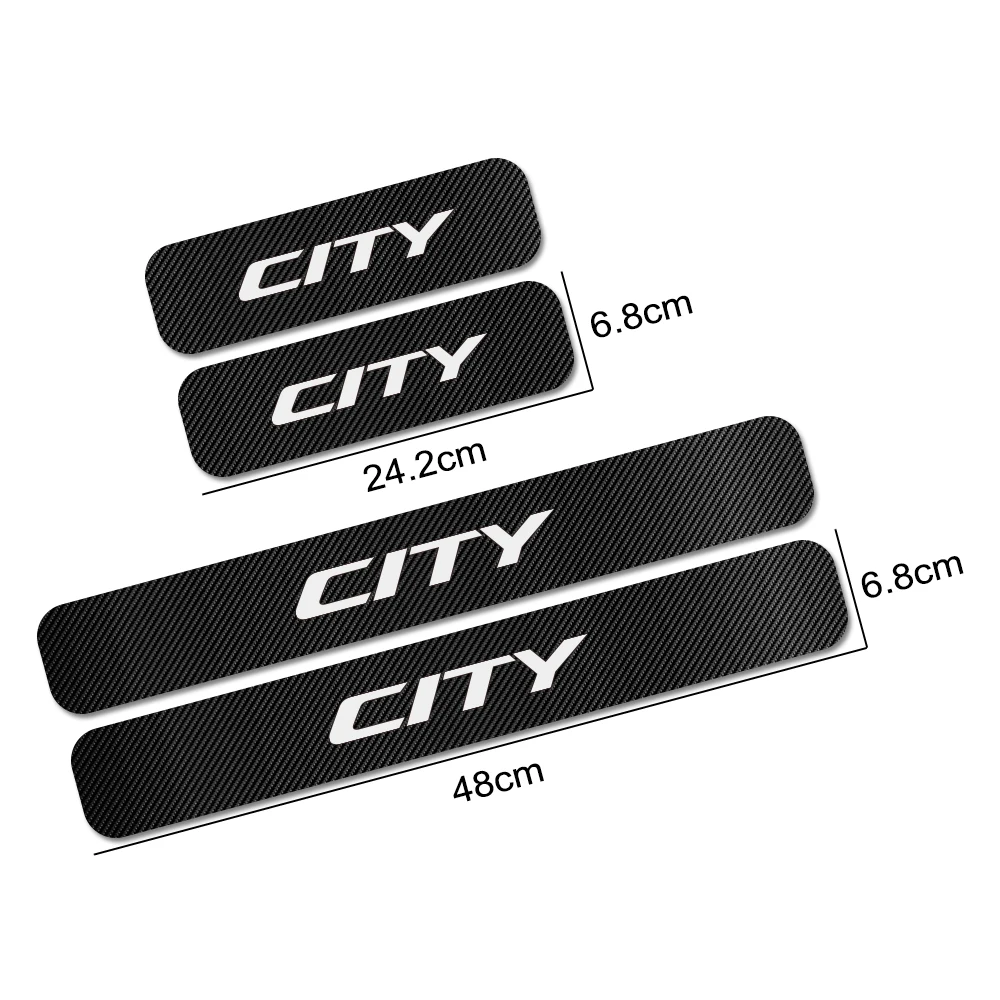 Для Honda City, 4 шт., автомобильная дверная пластина, защита от потертостей, дверь, шаг, украшение, наклейка, покрытие из углеродного волокна, наклейка, аксессуары для тюнинга автомобиля