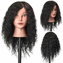 18 дюймов человеческие волосы голова манекен для парихмахеров модель для практики длинные вьющиеся волосы салон волос практика голова-манекен