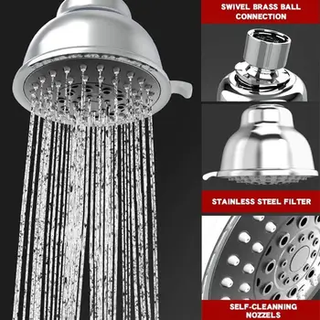 

1PC Function Shower Head Water Saving Round ABS Chrome Booster Bath Shower High Pressure Handheld Hand Shower