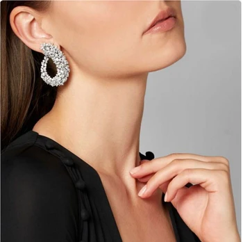 

RAKOL Famous Luxury Popular Geometry Flower Full Mirco Paved Cubic Zirconia Wedding Earring Fashion Dinner Dress Jewelry