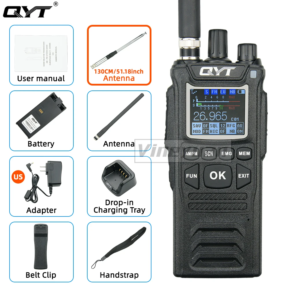 long distance walkie talkie NEW QYT 27MHz CB-58 Radio Standard Handheld 40 Channel  AM/FM CB Radio(4W Handheld Walkie Talkie) 26.965-27.405MHz walkie talkies for adults Walkie Talkie