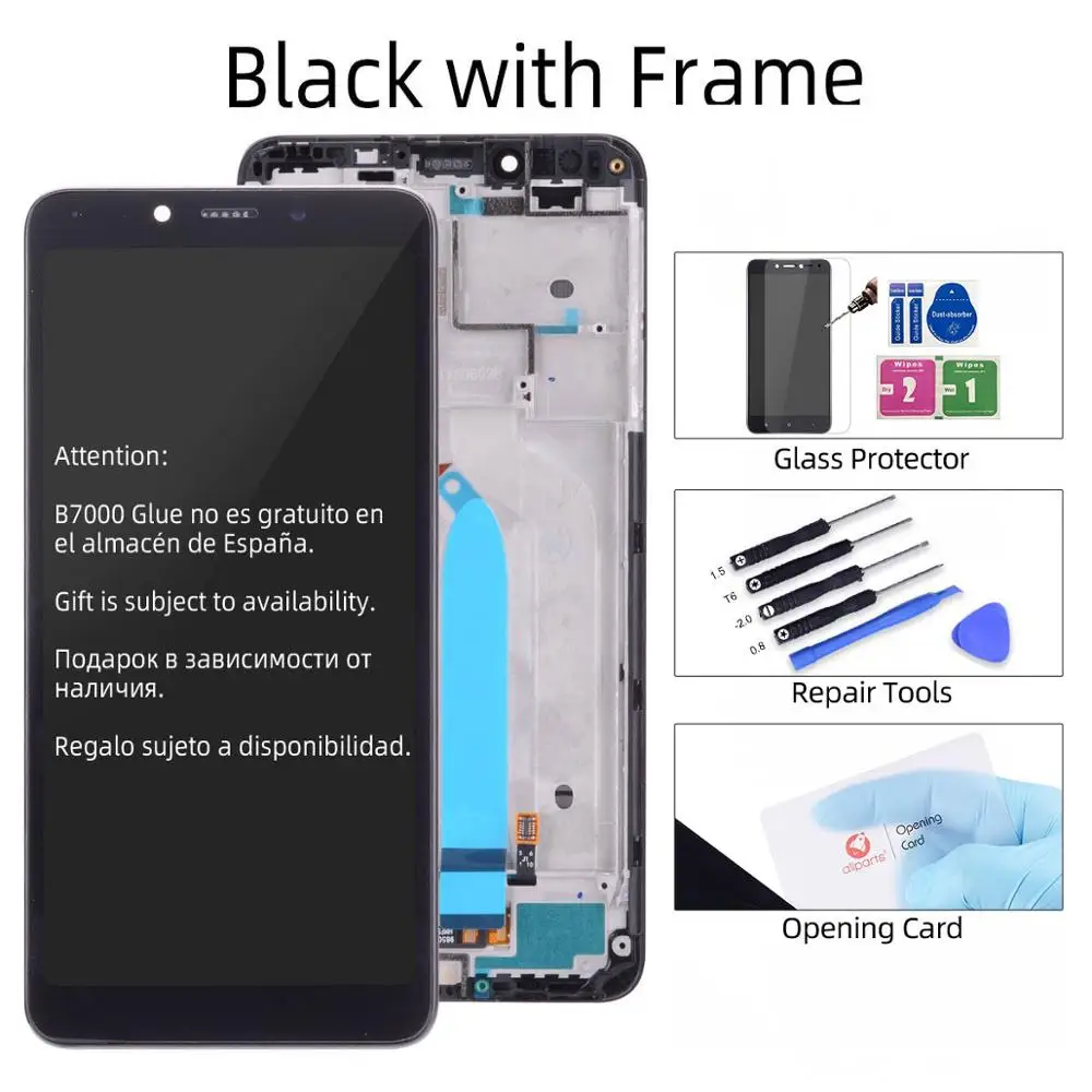 with Frame Black 5,45 ''ЖК-дисплей для XIAOMI Redmi 6 ЖК-дисплей сенсорный экран с рамкой дигитайзер для XIAOMI Redmi 6A ЖК-дисплей 1440*720 - Цвет: with Frame Black