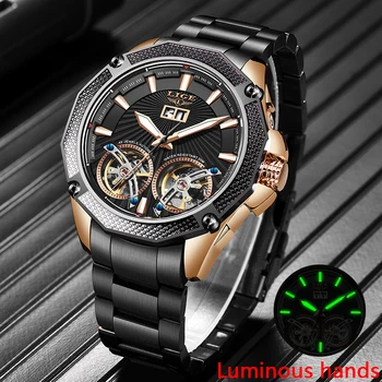 

LIGE Fashion Automatic Mechanical Watches For Men 100m Waterproof Luxury Brand Mens Business Watch Male Clock Relogio Masculino