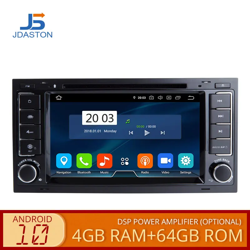 JDASTON Android 10 0 автомобильный мультимедийный плеер для VW Touareg Multivan T5 2004 2011 2 Din радио GPS
