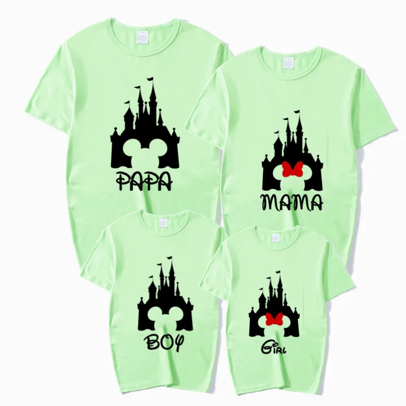 Одинаковые комплекты с принтом «Замок» для всей семьи, футболка, мама папа, сын, семейная одежда для маленьких девочек, детская футболка