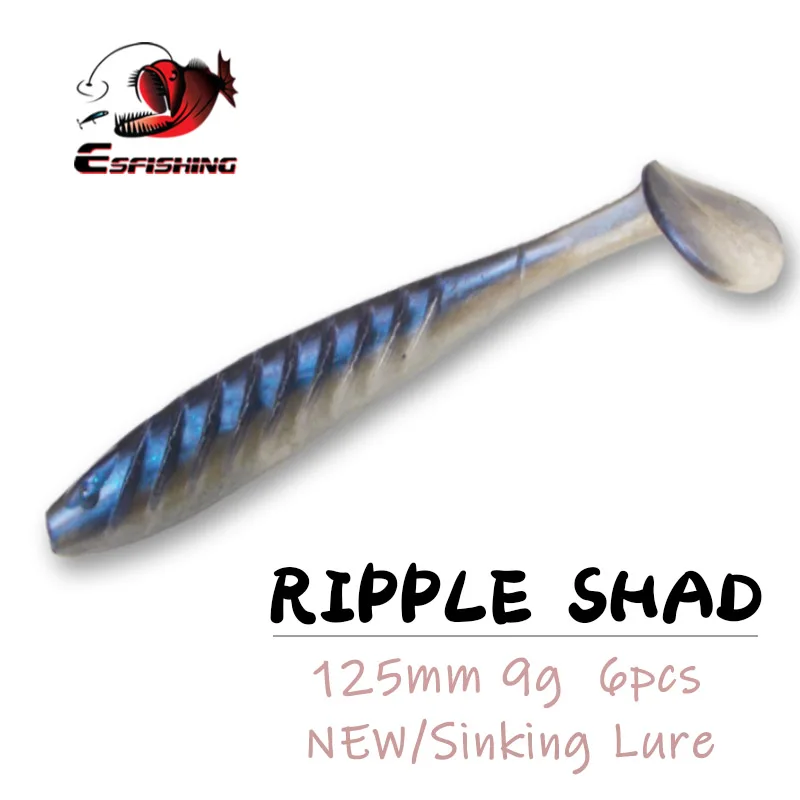 ESFISHING новая Мягкая приманка Ripple Shad 125 мм 9 г рыболовные приманки 2020 искусственная