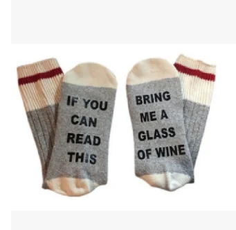 

funny socks if you can read this bring me glass of wine Cotton men and women socks Promotional socks