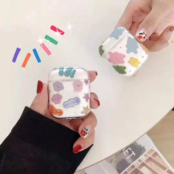 

For AirPods Case 3D Small Fresh Transparent Cartoon Candy Bear Illustration Case For Airpods 2/i10/i11 TWS Protect Cover