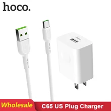 HOCO C65, 20 шт./лот,, 5 В, 2 А, USB зарядное устройство для iPhone 11, Xs, Max, Xr, штепсельная вилка США, настенное зарядное устройство, адаптер для samsung, Xiaomi, huawei