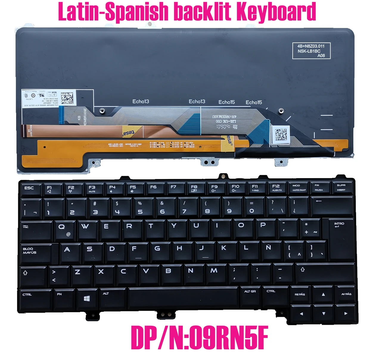 Клавиатура с испанской подсветкой для Dell Alienware 15 R1/15 R2 09RN5F | Компьютеры и офис