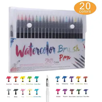 

20 Color Watercolor Paint Brush Pen Set with Refillable Water Coloring Pen for Drawing Painting Calligraphy Art Kids Gift Single