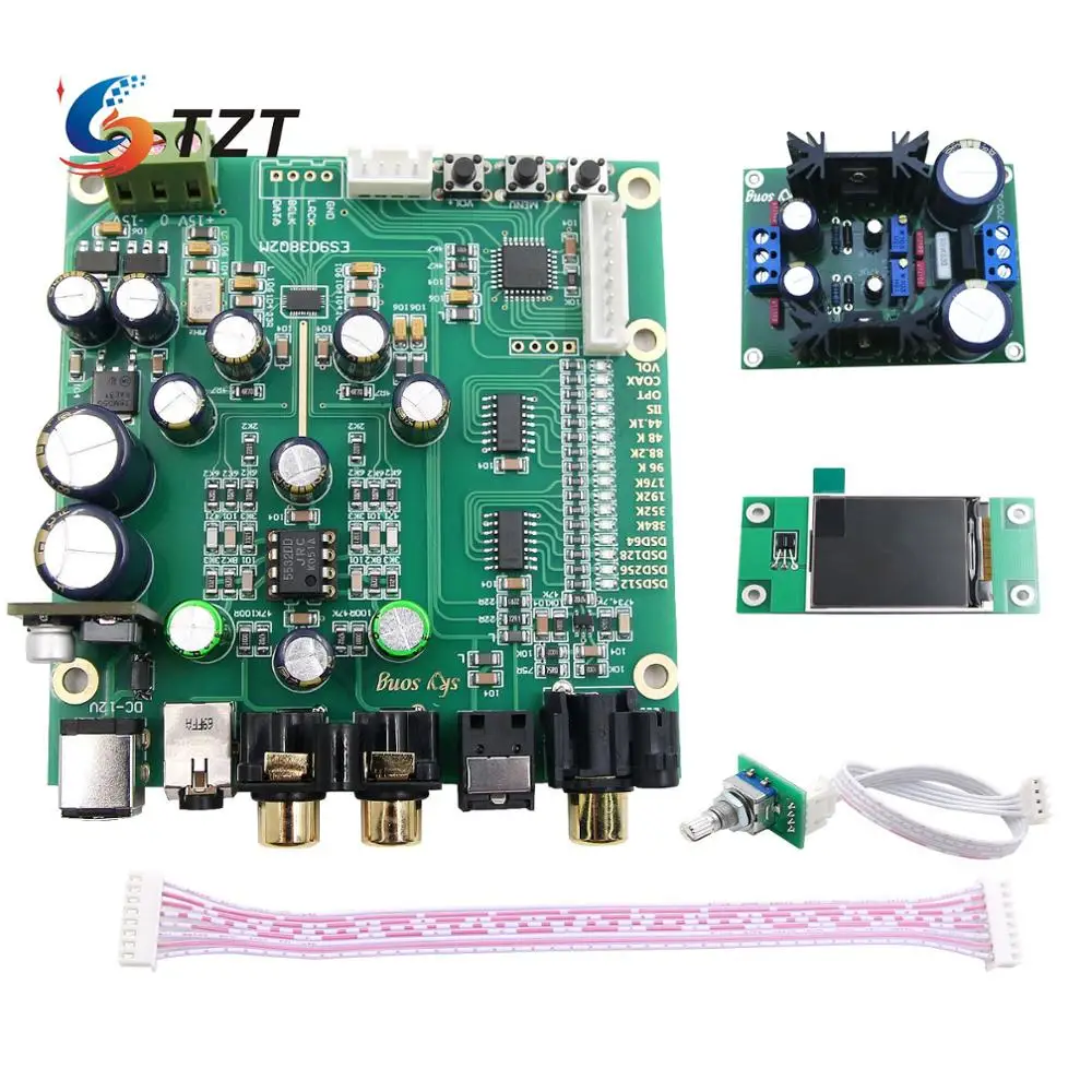 

TZT ES9038Q2M DAC Board Decoder Board Support For IIS DSD Optic Fiber Coaxial Input 384K DOP128 +Power Supply Module LCD Screen