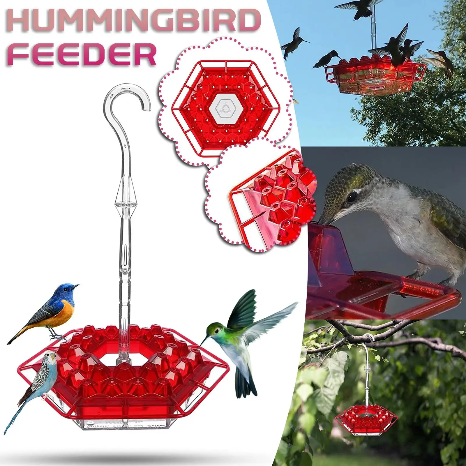 Design Sweety Hummingbird Feeder With Perch And Built in Ant Moat Easy