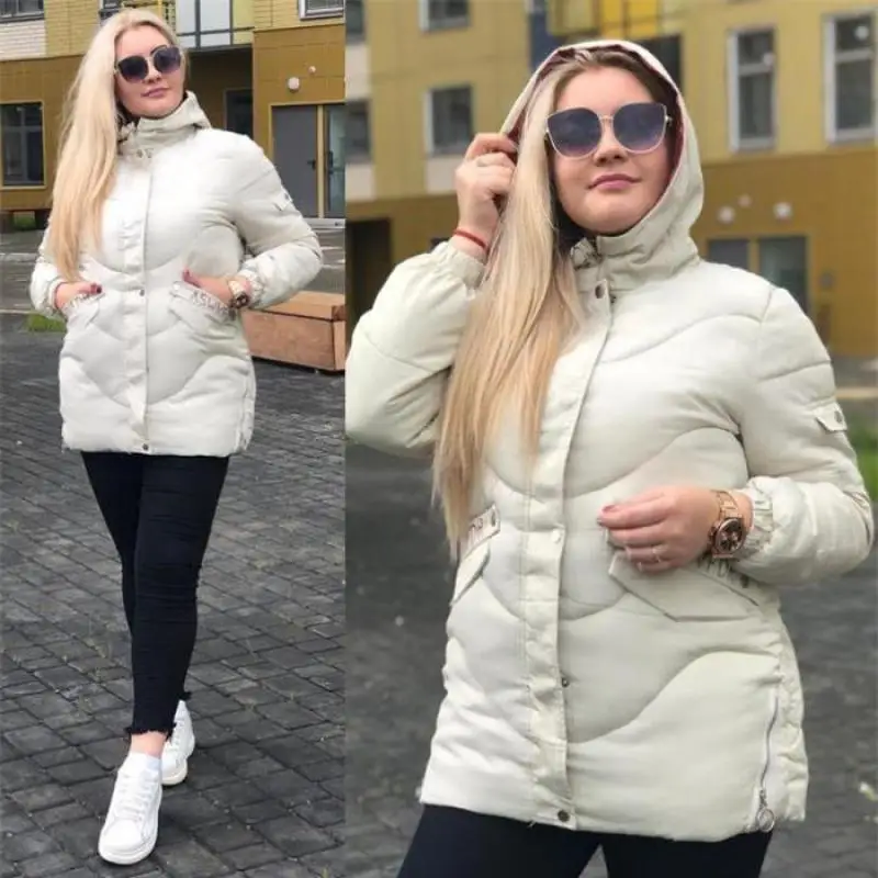 Meidum длинная куртка женская повседневная с капюшоном осень зима парка Mujer Женская на молнии Толстая теплая верхняя одежда плюс размер белые пальто