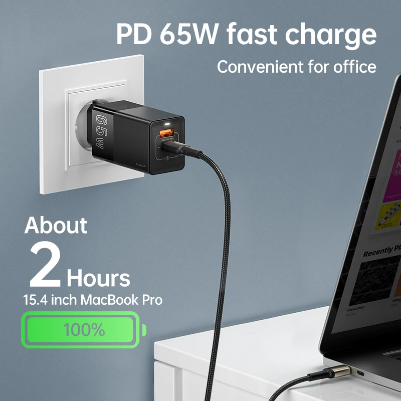 KUULAA 65 Вт Ган зарядное устройство Quick Charge 4 0 3 кабель с разъемом USB типа C QC PD