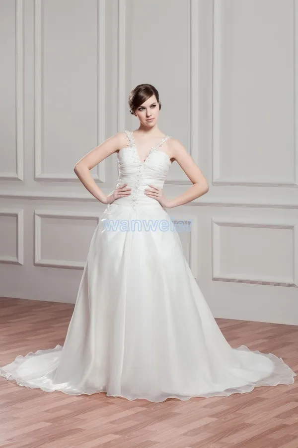 

free shipping 2016 new design casual dress white train custom size/color dress for a holiday bridal gown glamour wedding dresses