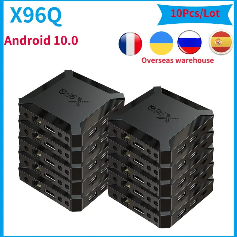 10pcs X96Q Smart Android 10 TV Box Allwinner H313 2GB 16GB 2.4G WiFi 4K Media Player Google 1080P Set top Box X96 q mini TVBOX